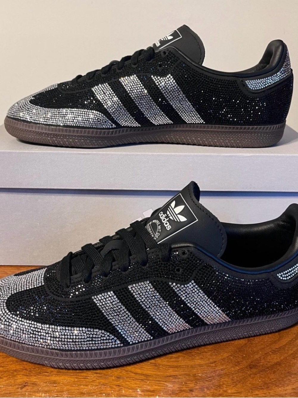 adidas Black & Silver Rhinestone Embellished Samba OG Sneakers
